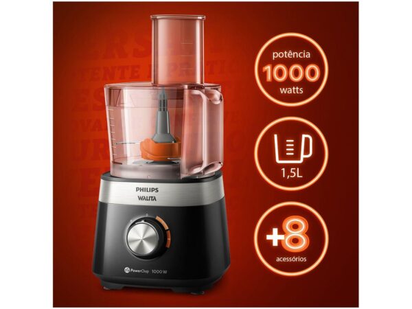 Processador de Alimentos Philips Walita PowerChop RI7303 com 2 Velocidades e 1000W Preto 127v - Image 5